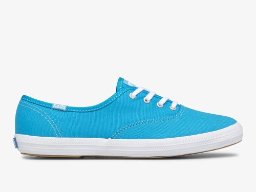 Keds Champion Canvas Neon Washable Veterschoenen Dames Blauw | BE-87067