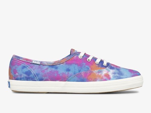 Keds Champion Canvas Tie Dye Veterschoenen Dames Blauw Roze | BE-15884