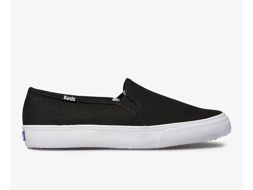 Keds Double Decker Canvas Slip On Sneakers Dames Zwart | BE-61403