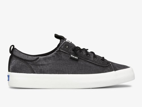 Keds Kickback Canvas Washable Veterschoenen Dames Zwart | BE-49607