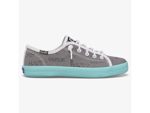 Keds Kickstart Seasonal Sneakers Meisjes Zwart Wit Turquoise | BE-97141