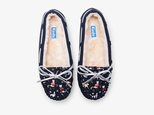 Keds Moccasin Slippers Slippers Dames Donkerblauw Gekleurd | BE-15453