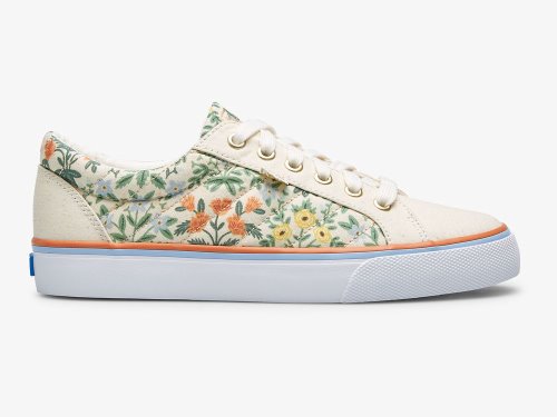 Keds Rifle Paper Co. Jump Kick Lottie Veterschoenen Dames Wit Gekleurd | BE-69668