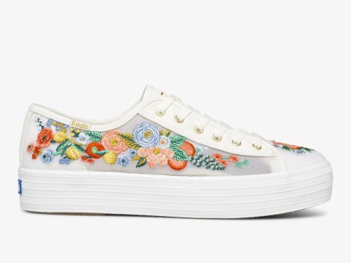 Keds Rifle Paper Co. Triple Kick Citrus Garden Party Veterschoenen Dames Wit | BE-23345