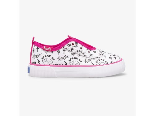 Keds Topkick Washable Slip On Jr Slip On Sneakers Meisjes Wit Roze | BE-85549