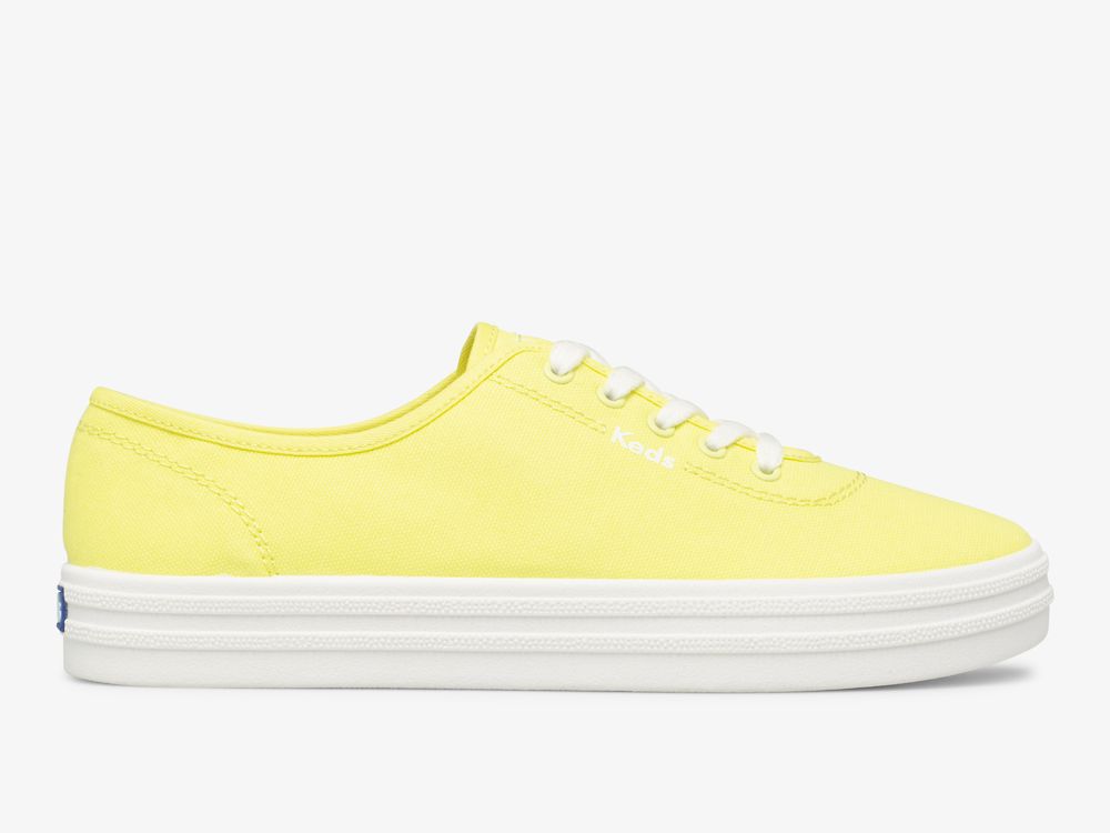 Keds Breezie Canvas Neon Veterschoenen Dames Geel | BE-96234