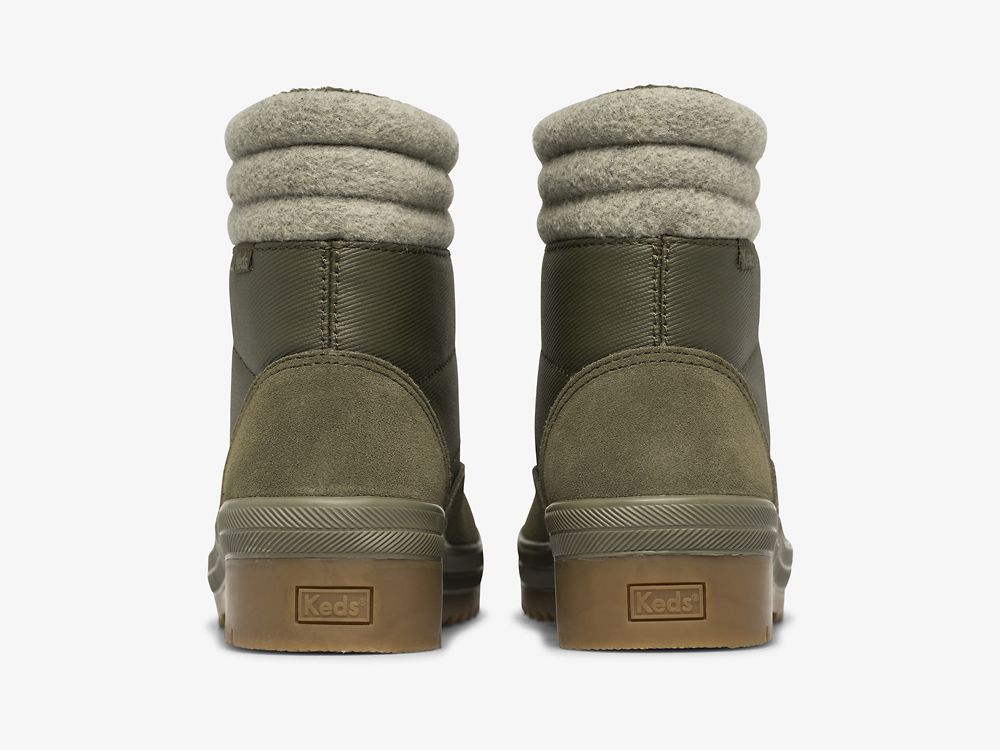 Keds Camp Boot Suede & Splash Twill w/ Thinsulate™ Veterschoenen Dames Olijfgroen | BE-90731