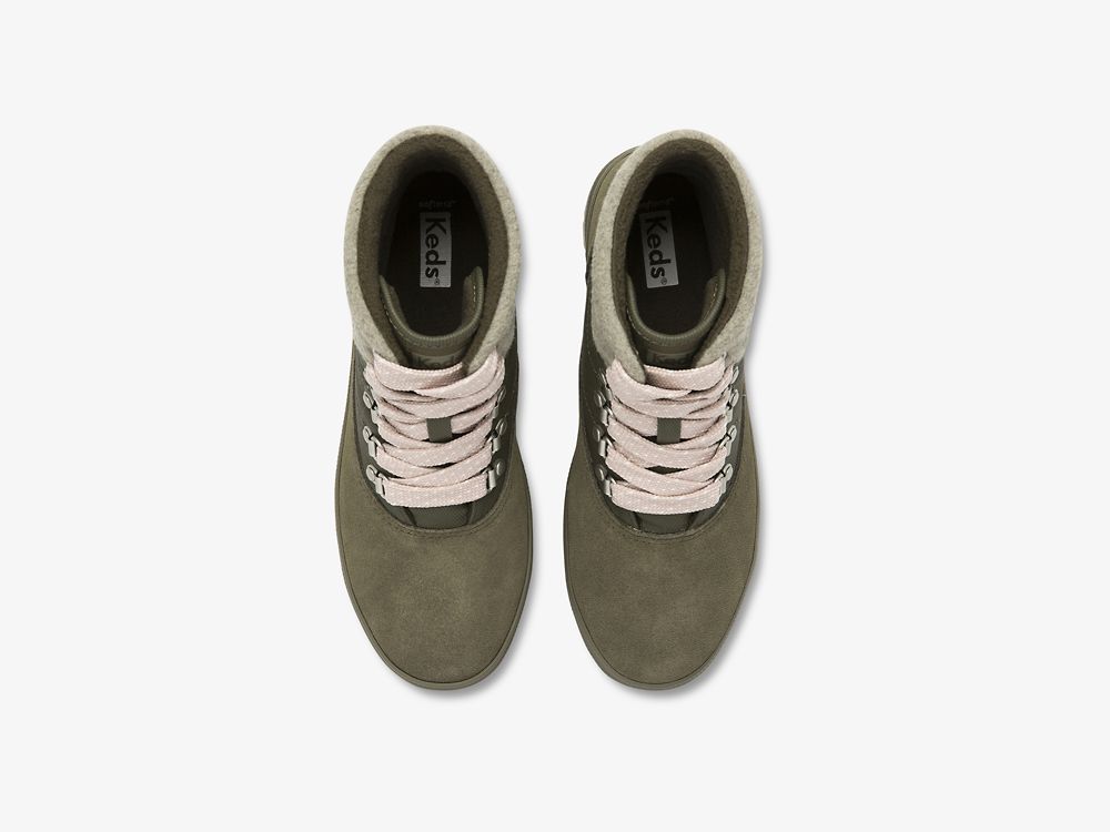 Keds Camp Boot Suede & Splash Twill w/ Thinsulate™ Veterschoenen Dames Olijfgroen | BE-90731