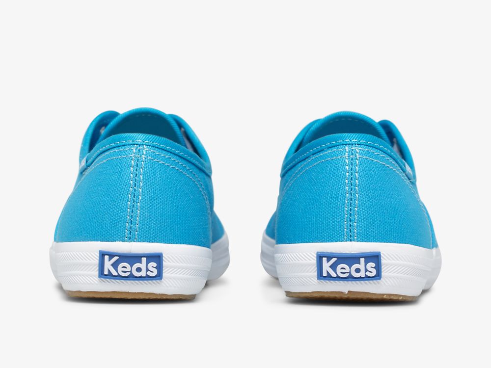 Keds Champion Canvas Neon Washable Veterschoenen Dames Blauw | BE-87067