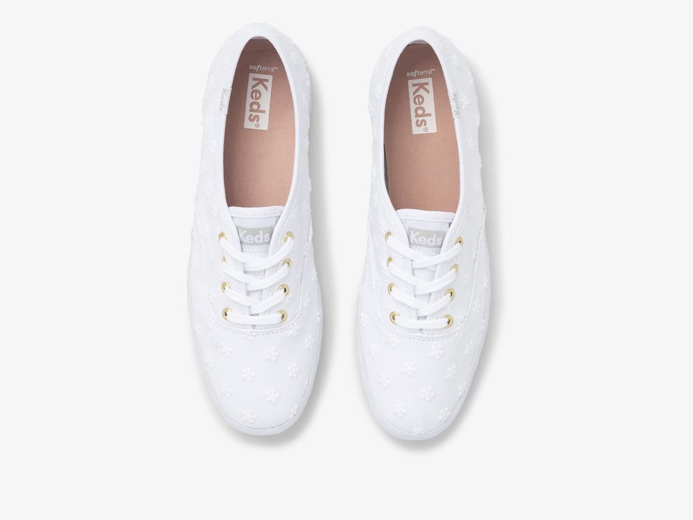 Keds Champion Daisy Eyelet Veterschoenen Dames Wit | BE-76551