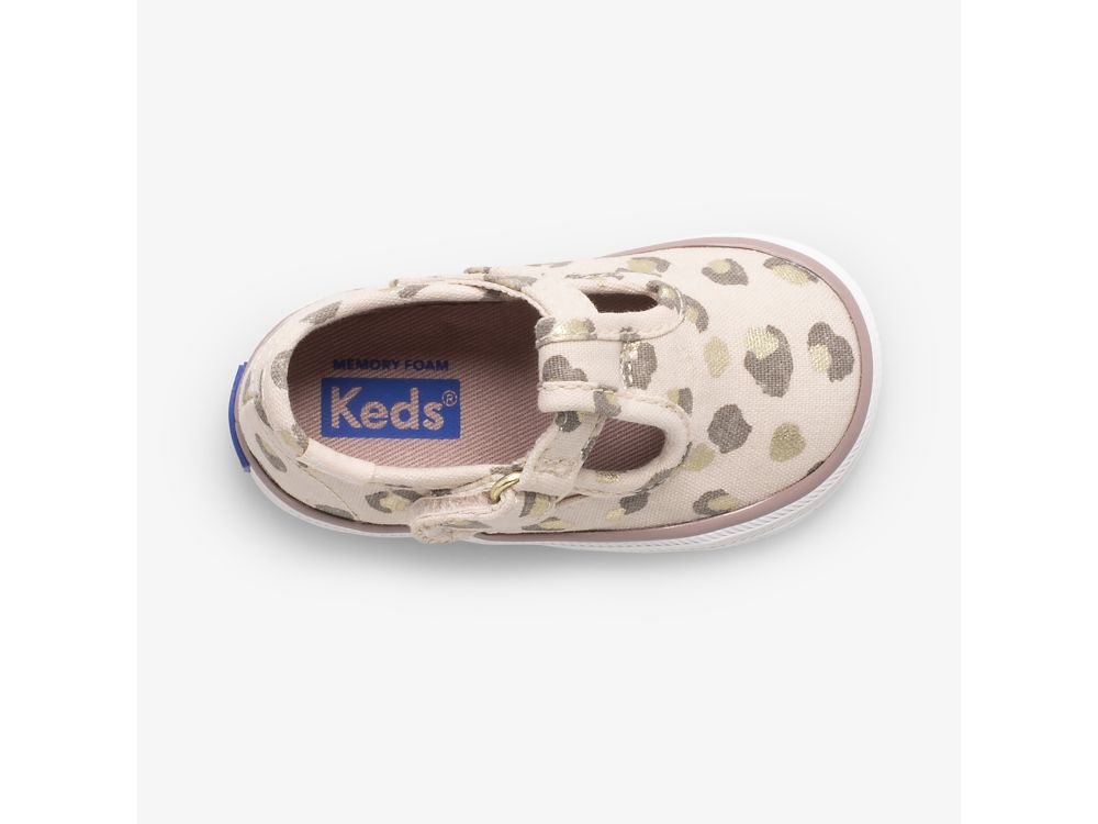 Keds Champion Kanten Neus Cap Tstrap Slip On Sneakers Meisjes Leopard | BE-23873