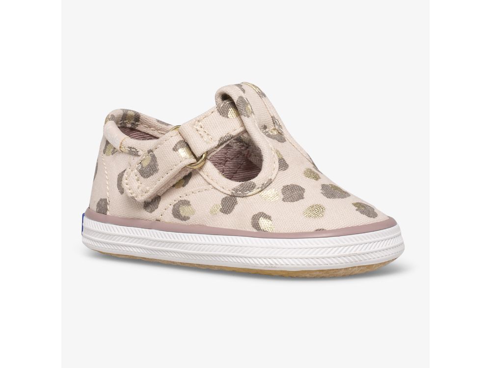 Keds Champion Kanten Neus Cap Tstrap Slip On Sneakers Meisjes Leopard | BE-23873