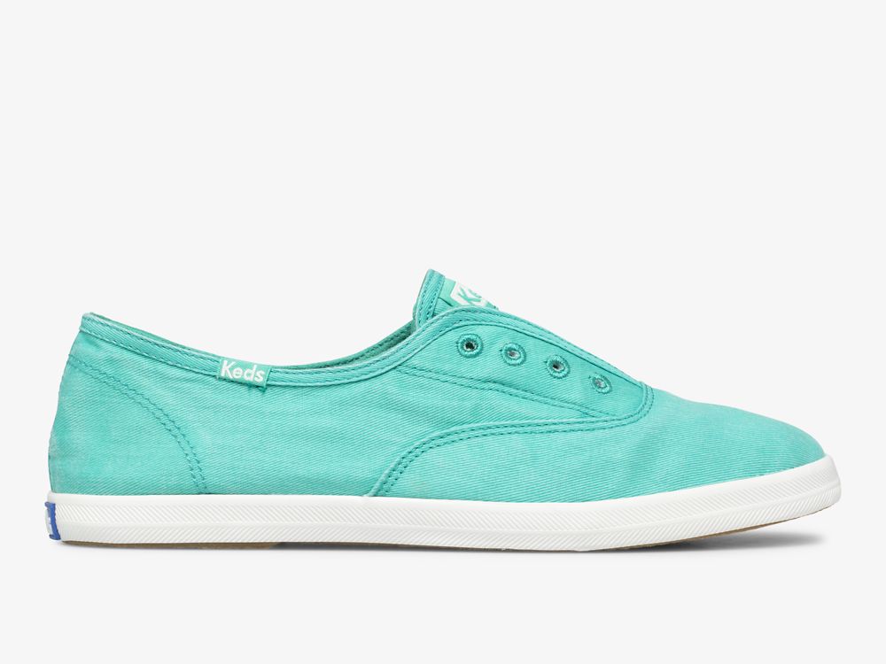 Keds Chillax Neon Twill Washable Slip On Sneakers Dames Turquoise | BE-82232