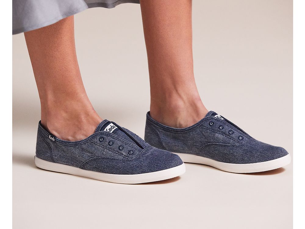 Keds Chillax Washable Feat. Organic Katoenen Slip On Sneakers Dames Donkerblauw | BE-14389