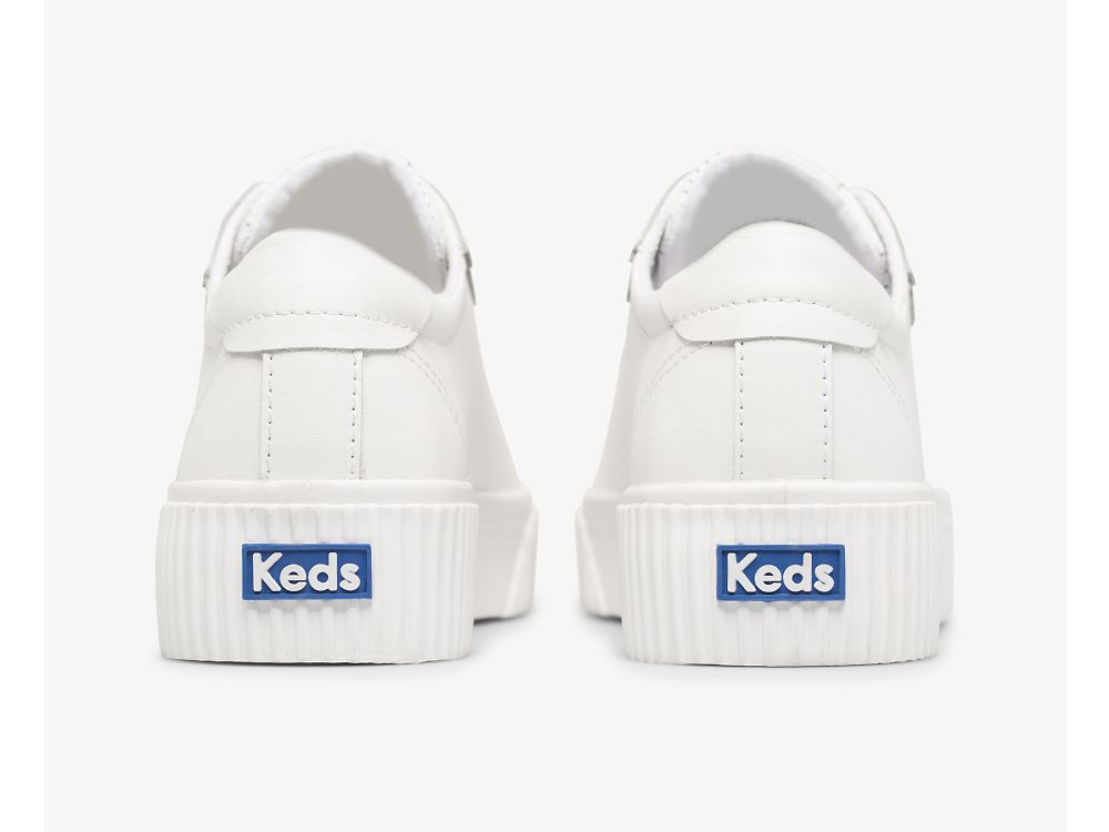 Keds Crew Kick Alto Leren Veterschoenen Dames Wit | BE-69886