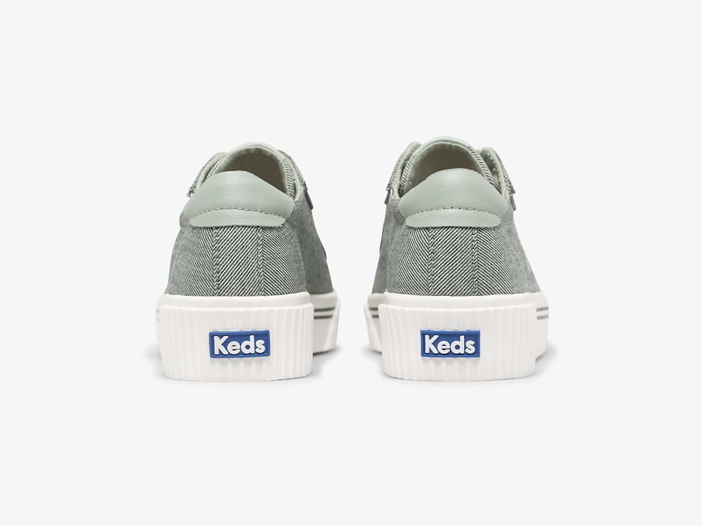 Keds Crew Kick Alto Soft Twill Veterschoenen Dames Olijfgroen | BE-66238