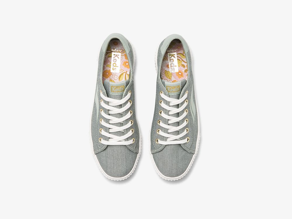 Keds Crew Kick Alto Soft Twill Veterschoenen Dames Olijfgroen | BE-66238