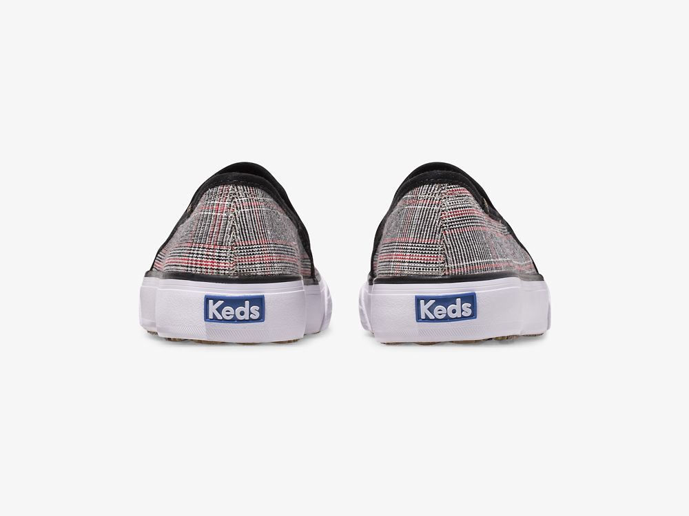 Keds Double Decker Plaid Slip On Sneakers Dames Zwart Gekleurd | BE-53673