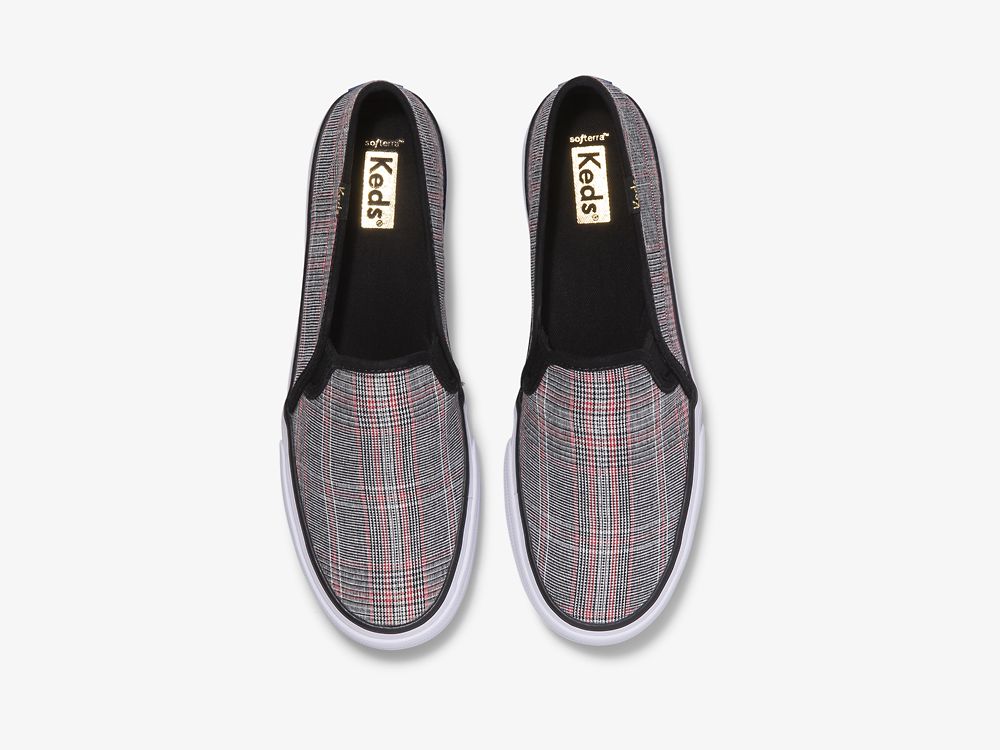 Keds Double Decker Plaid Slip On Sneakers Dames Zwart Gekleurd | BE-53673