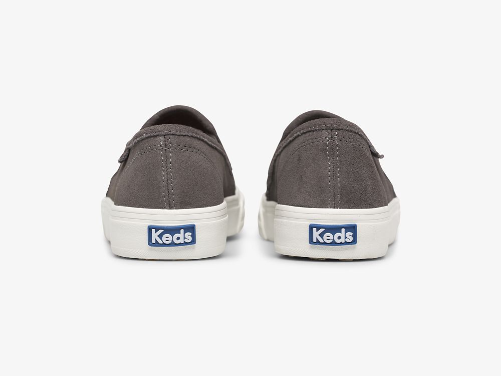 Keds Double Decker Suede Slip On Sneakers Dames Donkergrijs | BE-90342