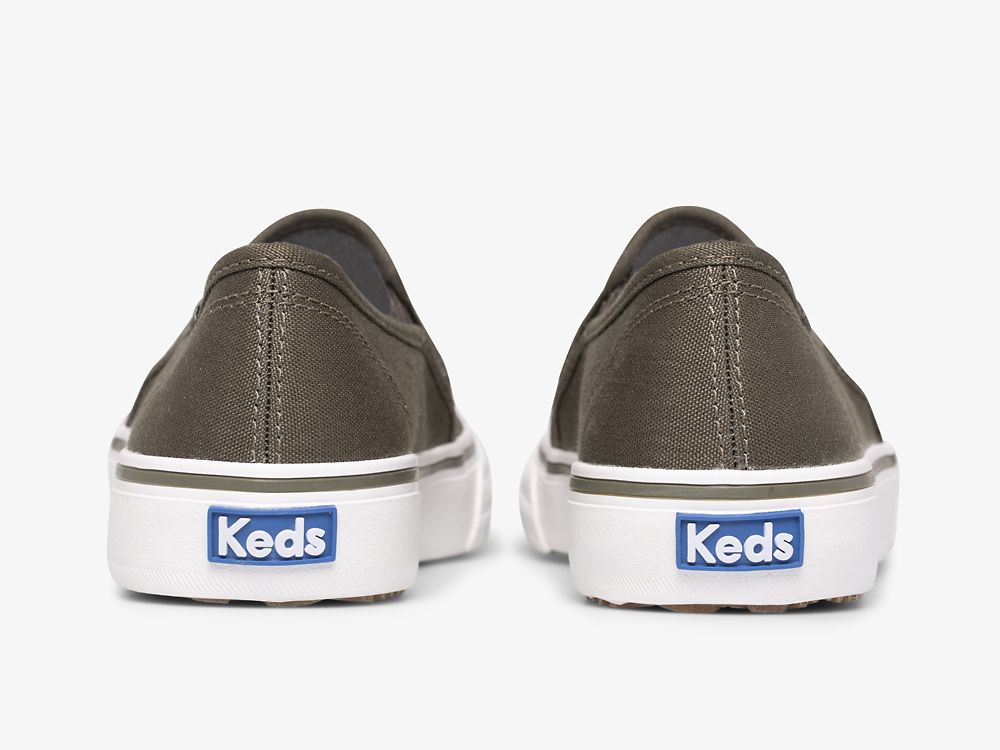 Keds Double Decker Tencel™ Slip On Sneakers Dames Olijfgroen | BE-90417