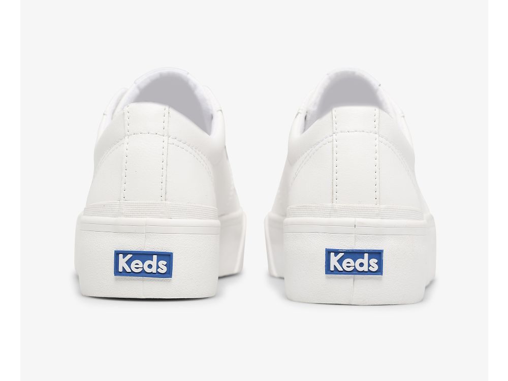 Keds Jump Kick Duo Leren Veterschoenen Dames Wit | BE-34108