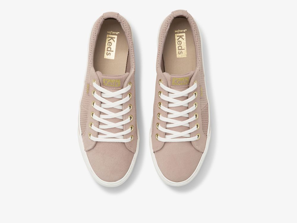 Keds Jump Kick Duo Perf Suede Veterschoenen Dames Lichtpaars | BE-32206