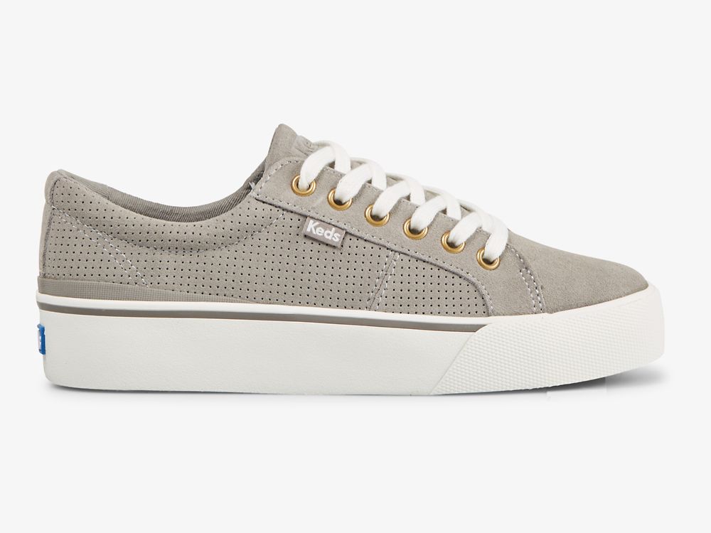 Keds Jump Kick Duo Suede Veterschoenen Dames Grijs | BE-80337