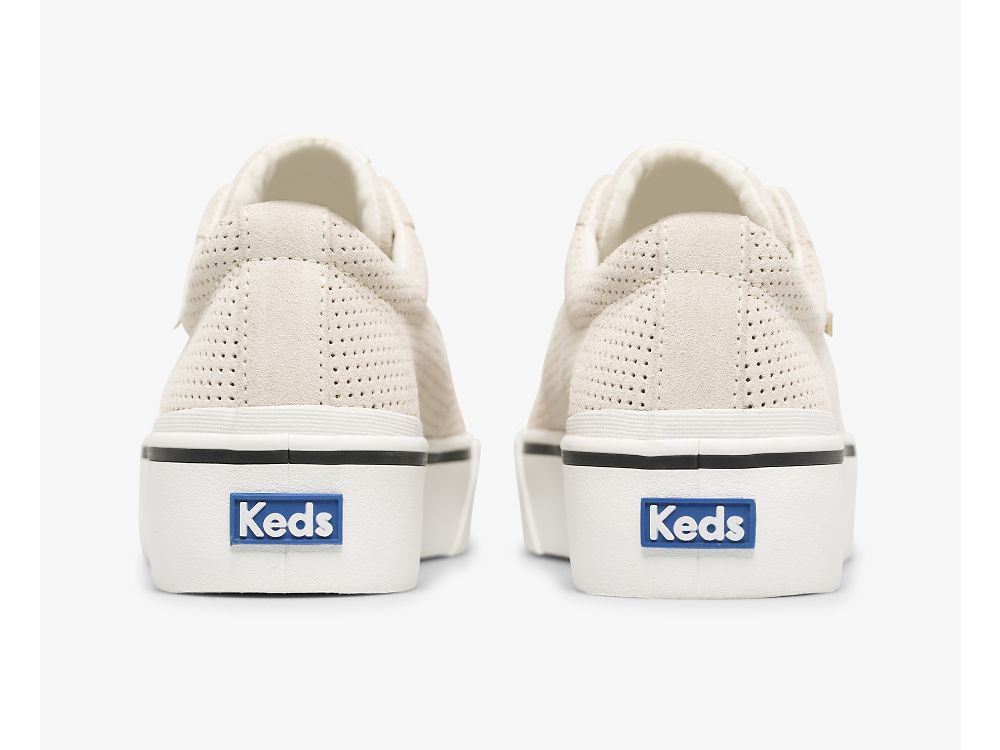 Keds Jump Kick Duo Suede Veterschoenen Dames Wit | BE-98624