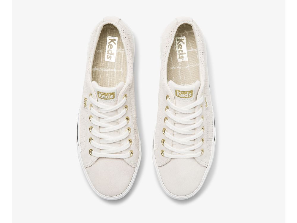 Keds Jump Kick Duo Suede Veterschoenen Dames Wit | BE-98624