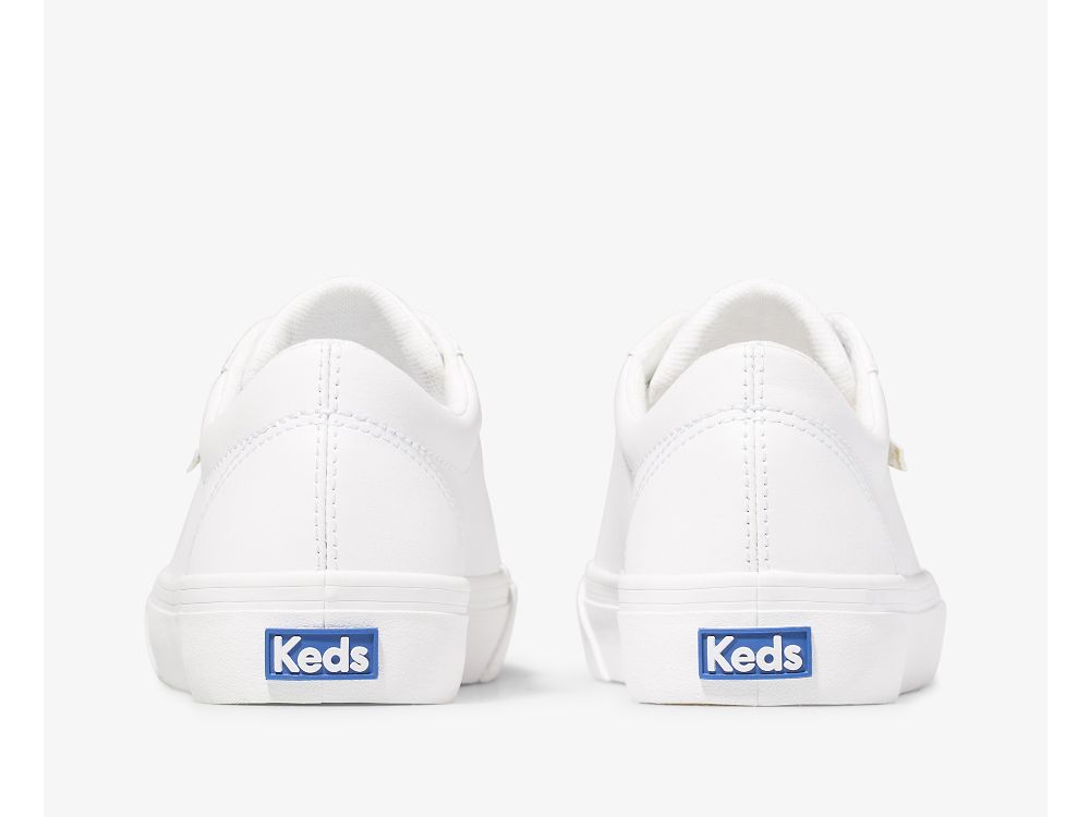 Keds Jump Kick Leren Veterschoenen Dames Wit Goud | BE-41108