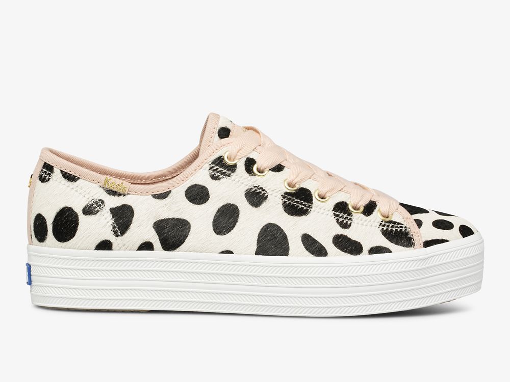 Keds Kate Spade New York Triple Kick Oversized Dot Calf Hair Veterschoenen Dames Wit Roze | BE-54512