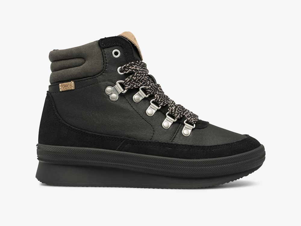 Keds Midland Boot Suede & Splash Twill w/ Thinsulate™ Veterschoenen Dames Zwart | BE-75953