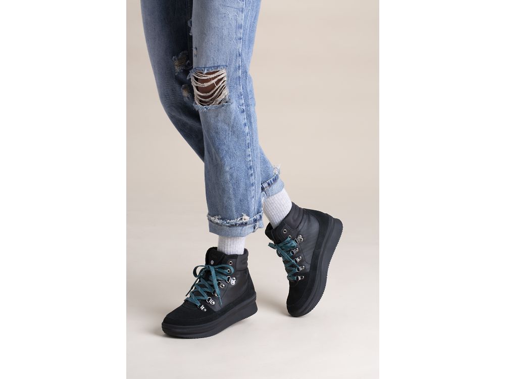 Keds Midland Water-Resistant Boot Veterschoenen Dames Zwart Zwart | BE-05108