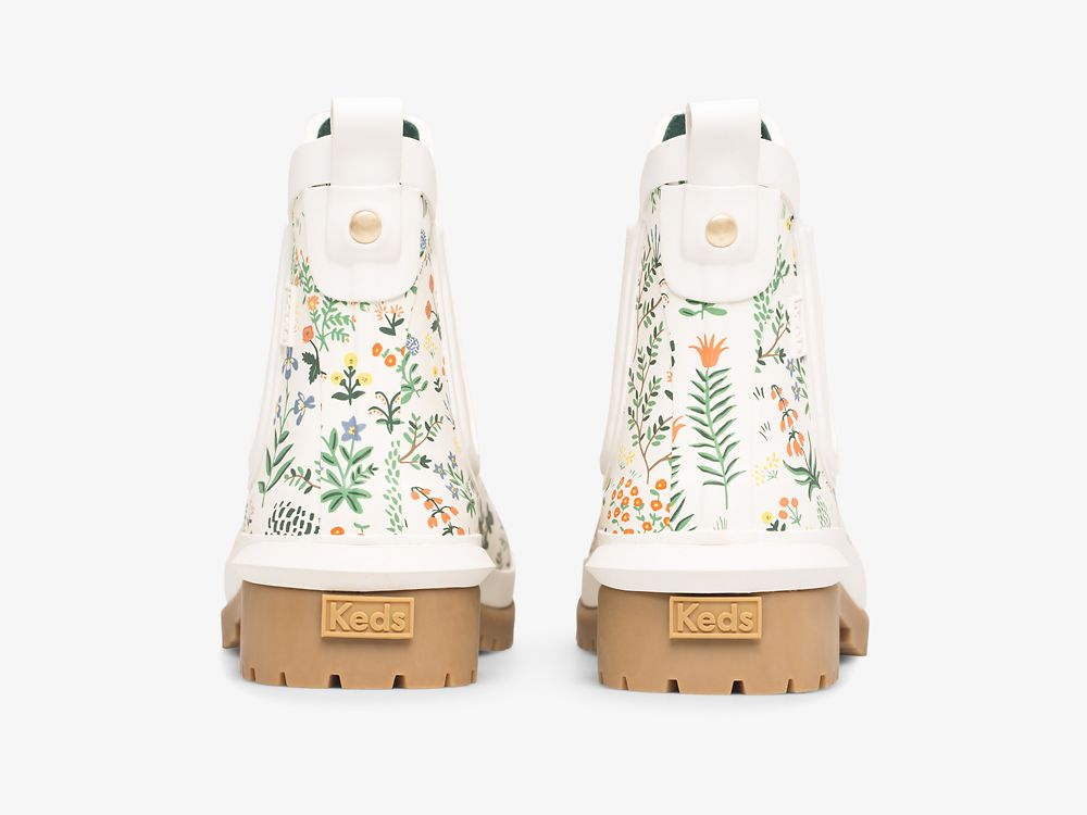 Keds Rifle Paper Co. Rowan Rain Boot Menagerie Regenlaarzen Dames Wit Groen | BE-37421