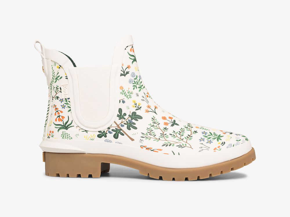 Keds Rifle Paper Co. Rowan Rain Boot Menagerie Regenlaarzen Dames Wit Groen | BE-37421