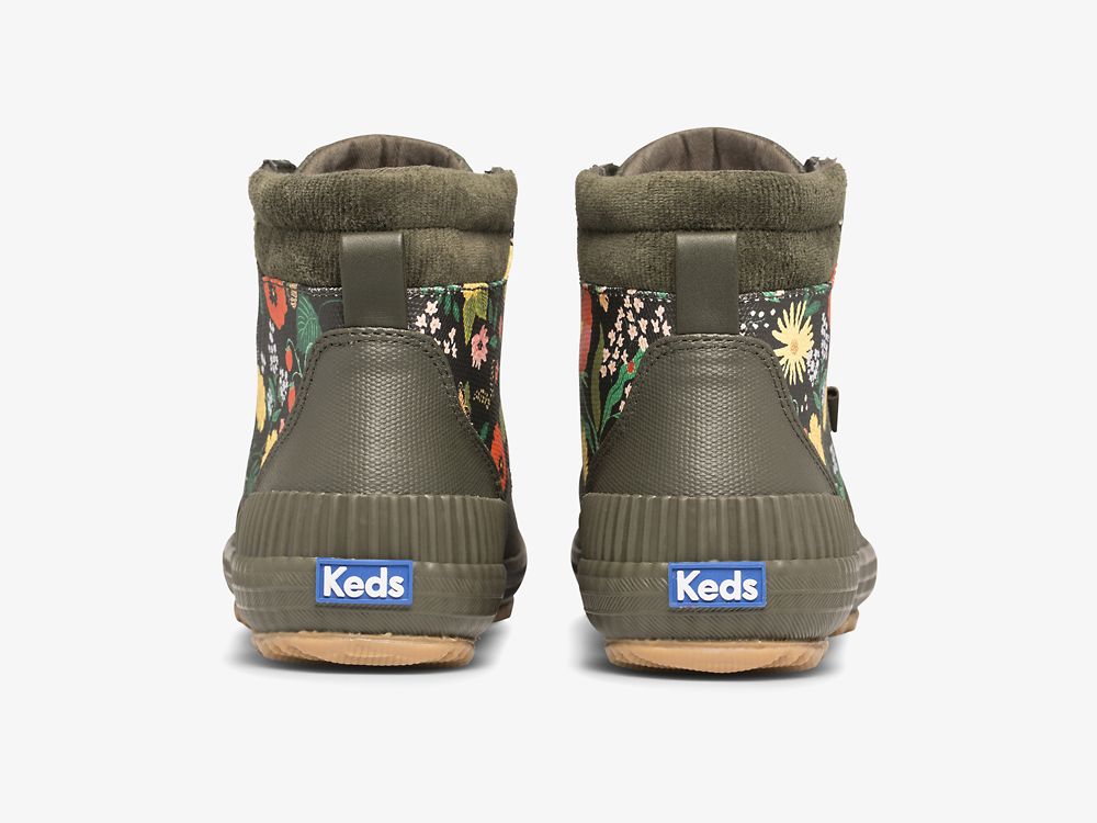 Keds Rifle Paper Co. Scout Boot Water-resistant Botanical Canvas W/ Thinsulate™ Veterschoenen Dames Olijfgroen | BE-40682