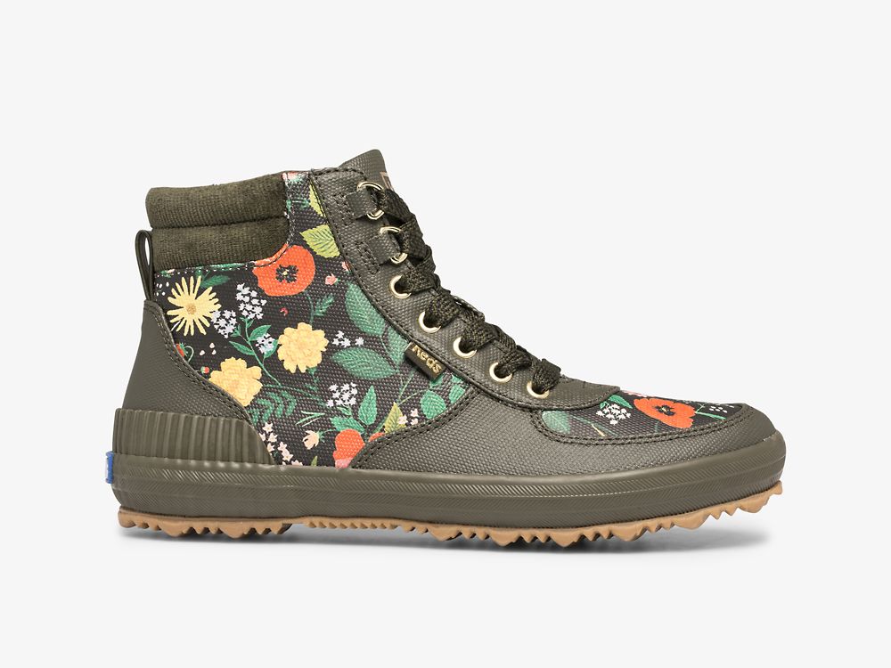 Keds Rifle Paper Co. Scout Boot Water-resistant Botanical Canvas W/ Thinsulate™ Veterschoenen Dames Olijfgroen | BE-40682