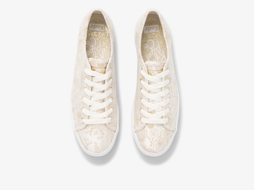 Keds Rifle Paper Co. Triple Kick Colette Jacquard Veterschoenen Dames Wit | BE-19196