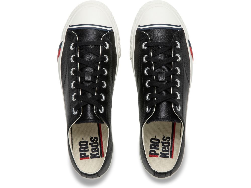 Keds Royal Lo Klassieke Leren Veterschoenen Dames Zwart | BE-29998