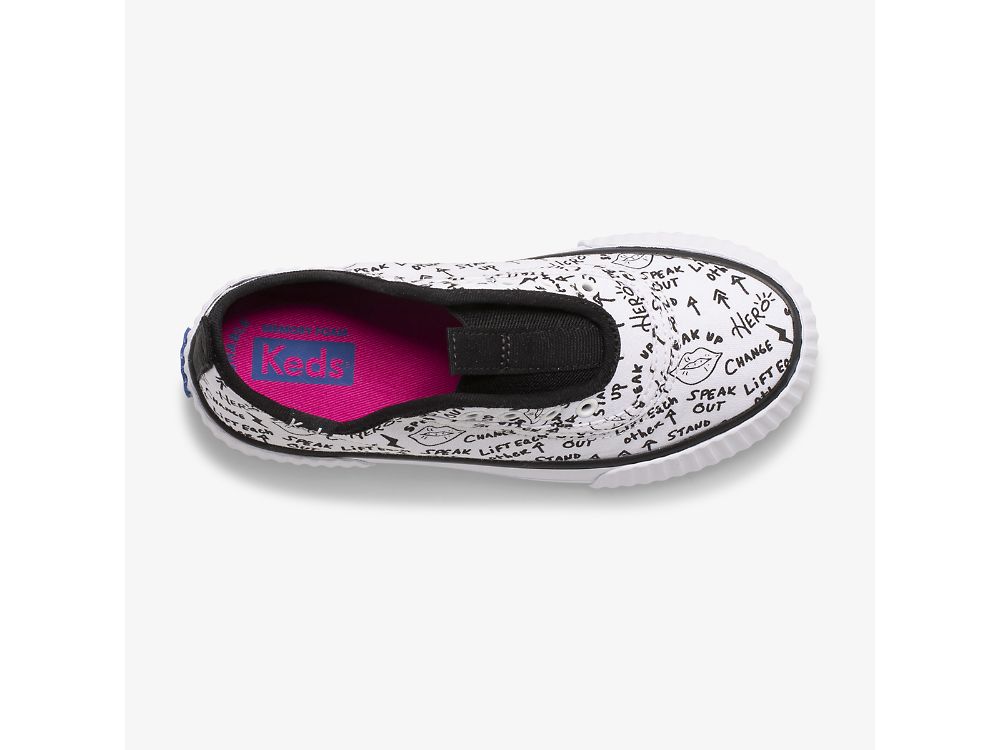 Keds Topkick Washable Slip-On Slip On Sneakers Meisjes Wit Zwart | BE-09709