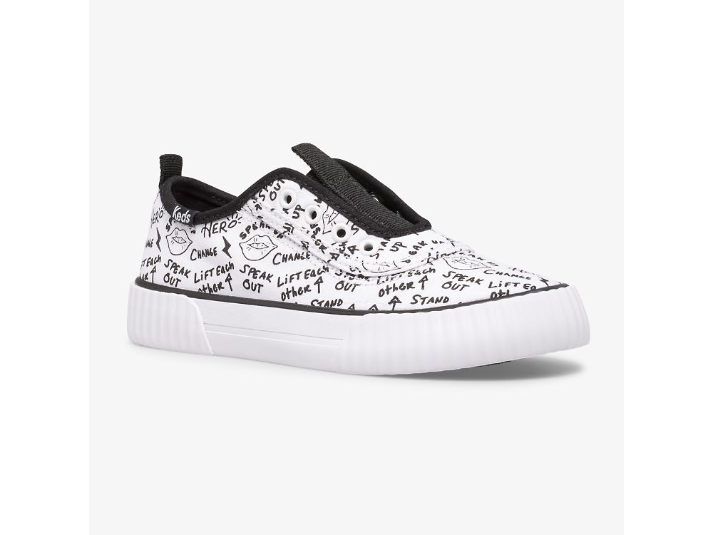 Keds Topkick Washable Slip-On Slip On Sneakers Meisjes Wit Zwart | BE-09709