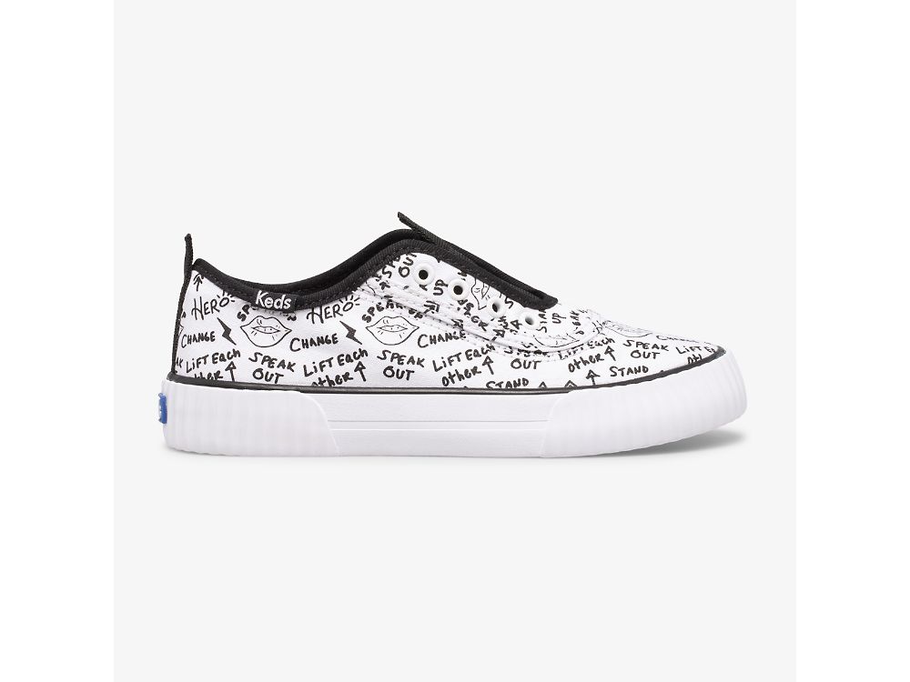 Keds Topkick Washable Slip-On Slip On Sneakers Meisjes Wit Zwart | BE-09709