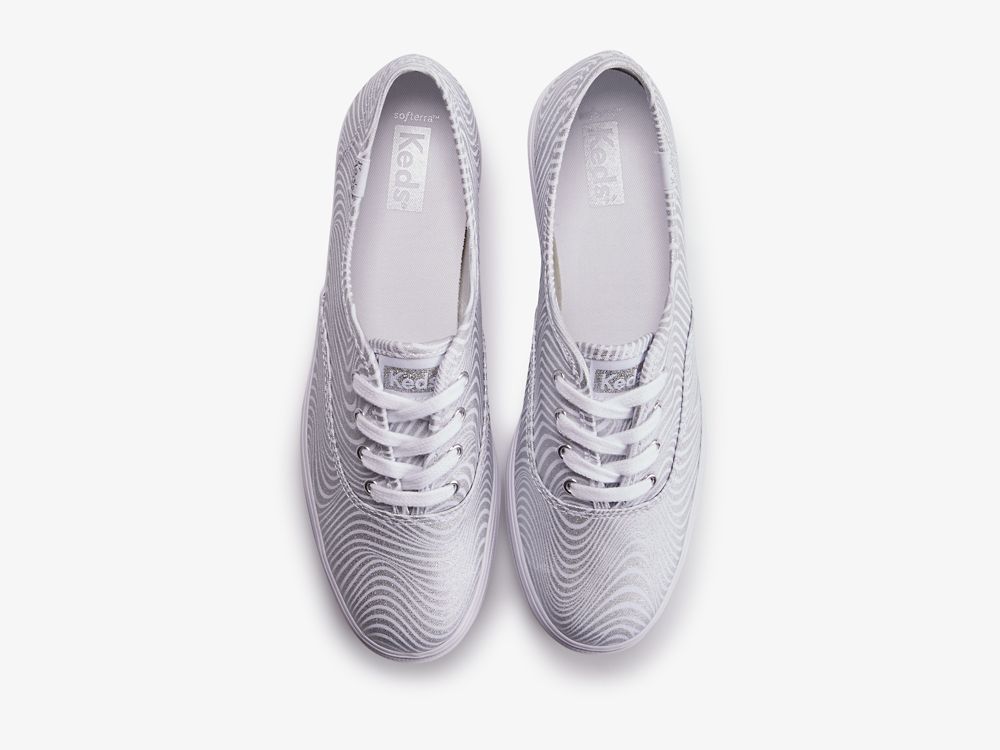 Keds Triple CVO Metallic Veterschoenen Dames Wit Zilver | BE-13836