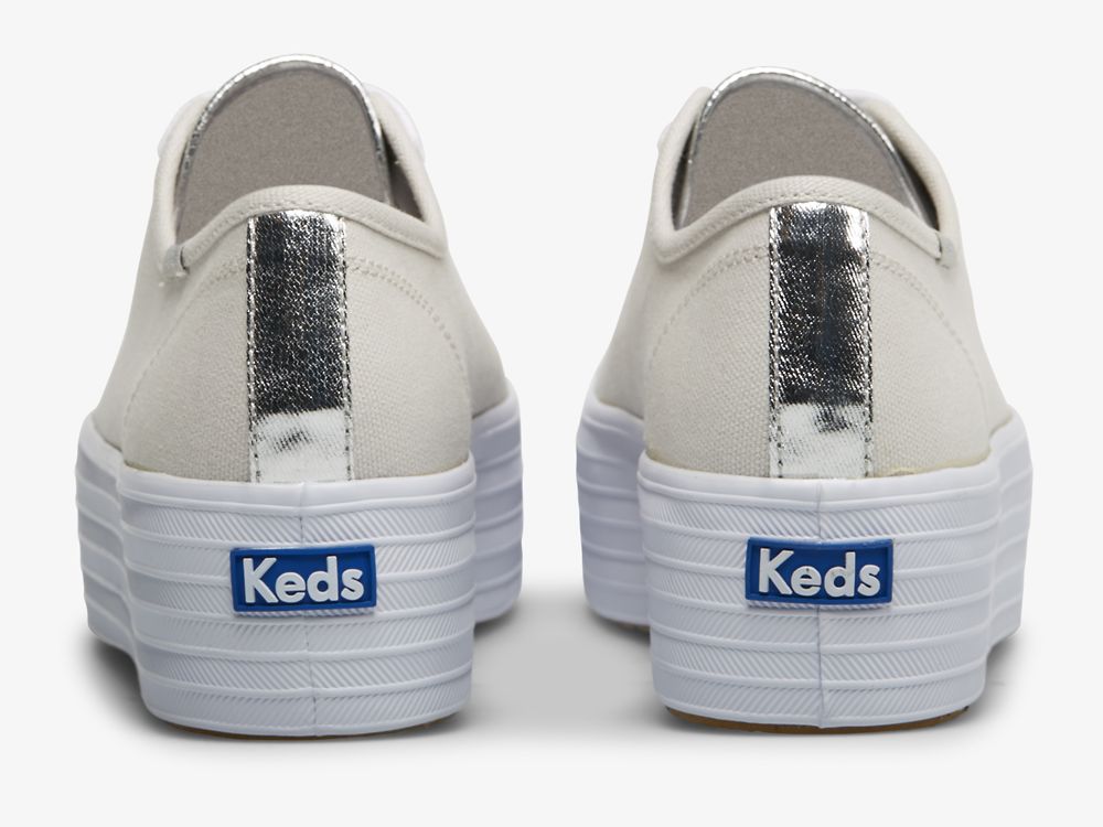 Keds Triple Up Canvas Platform Schoenen Dames Grijs Zilver | BE-50766