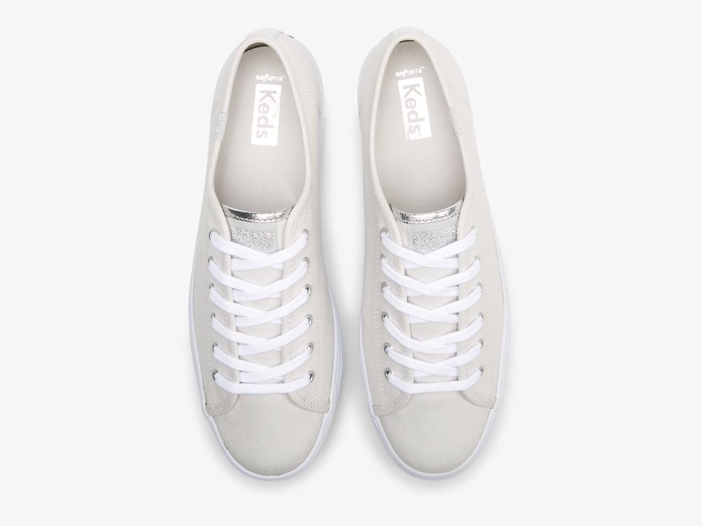 Keds Triple Up Canvas Platform Schoenen Dames Grijs Zilver | BE-50766