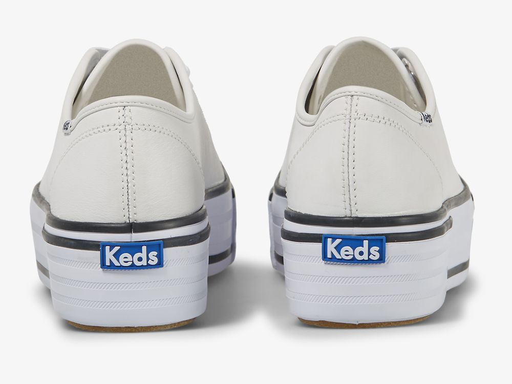 Keds Triple Up Leren Bumper Foxin Schoenen Leer Dames Wit | BE-35881