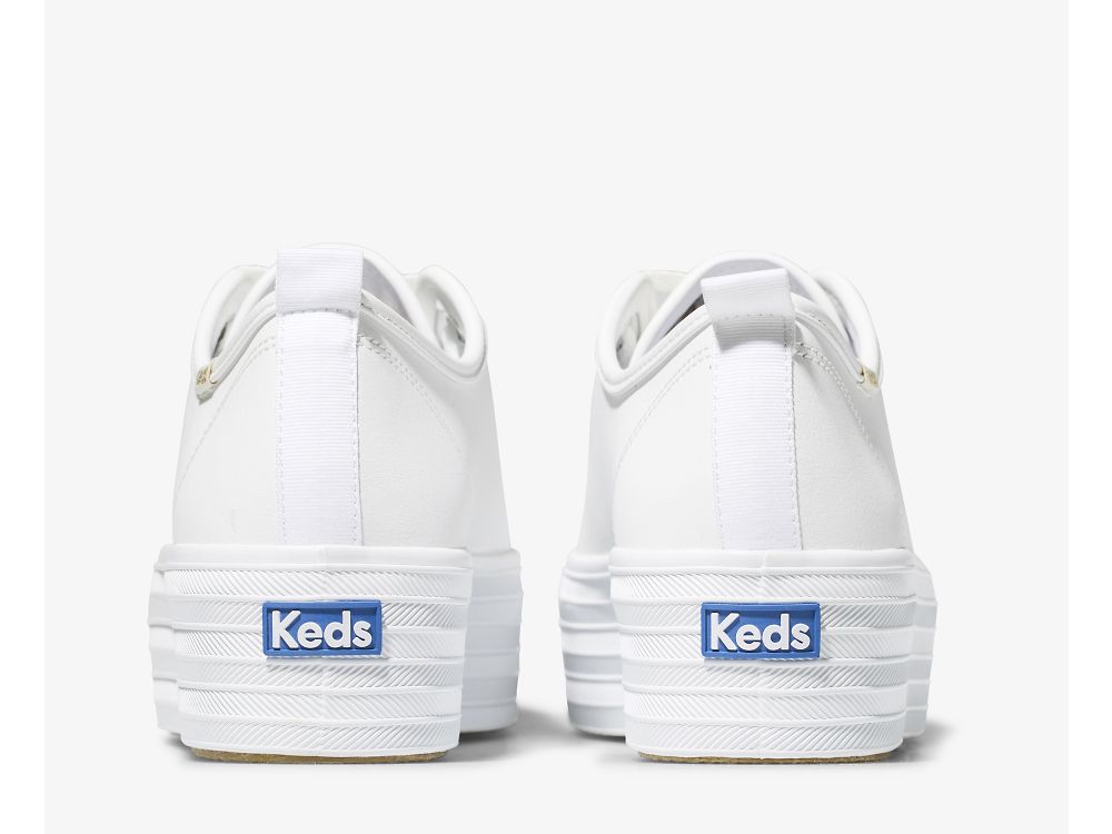 Keds Triple Up Leren Platform Schoenen Dames Wit | BE-81769