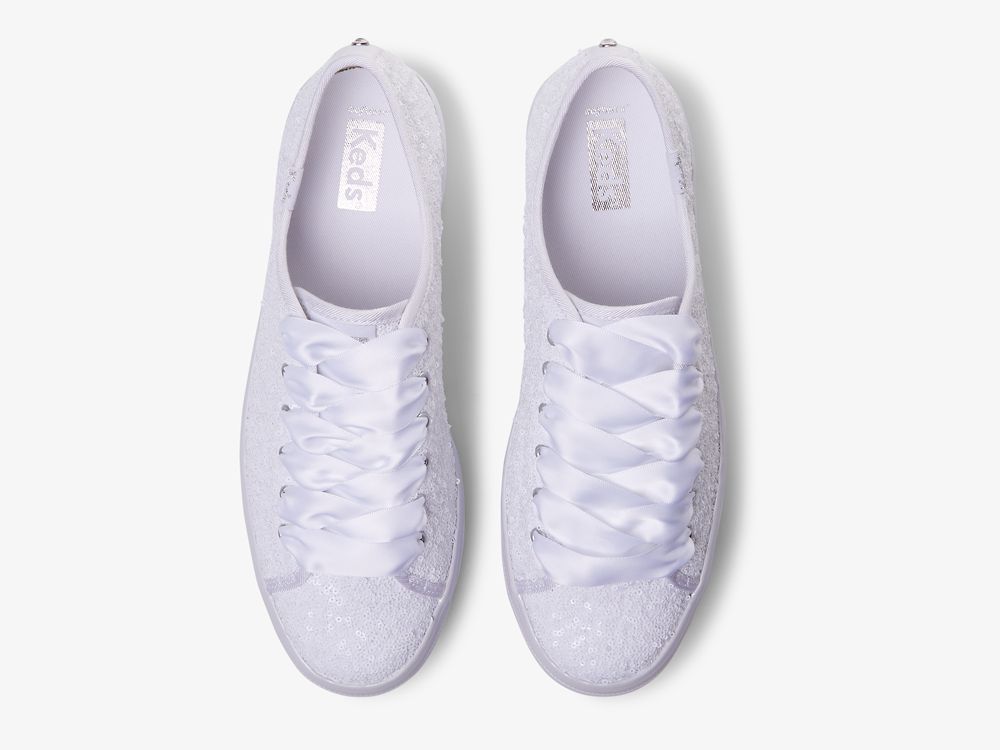 Keds Triple Up Sequins Veterschoenen Dames Wit | BE-88822